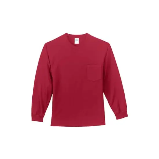 Port & Company&reg; Tall Long Sleeve Essential Pocket T-Shirt Red {1}