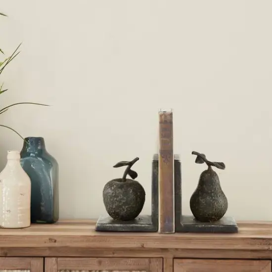 6" Gray Metal Rustic Fruit Bookends {6}