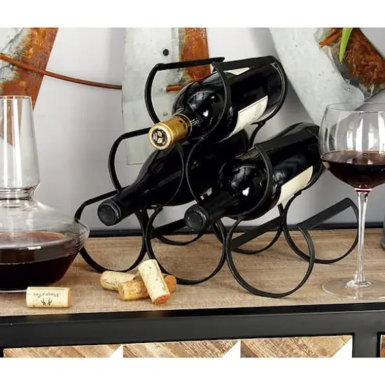 10" Black Metal Industrial Wine Holder Rack {8}