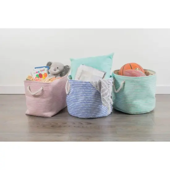 DII&reg; Medium Round Aqua Keeping Score Polyester Bin {5}