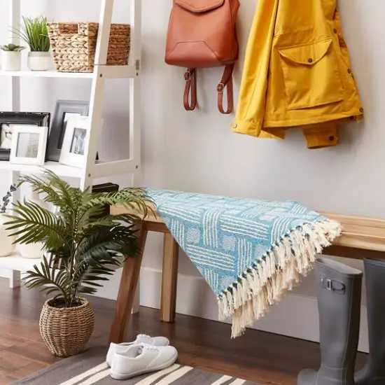 DII&reg; Teal Basket Weave Woven Throw {6}