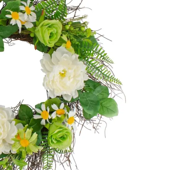 Mixed Floral Artificial Spring Wreath 22" {4}