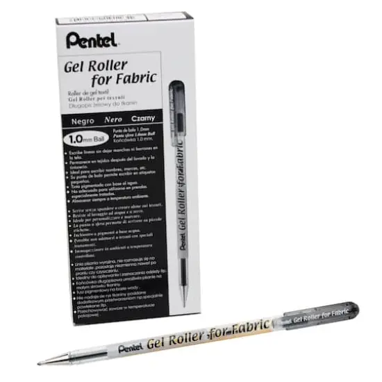 Pentel&reg; Black Gel Roller Pen for Fabric, 12ct. {1}