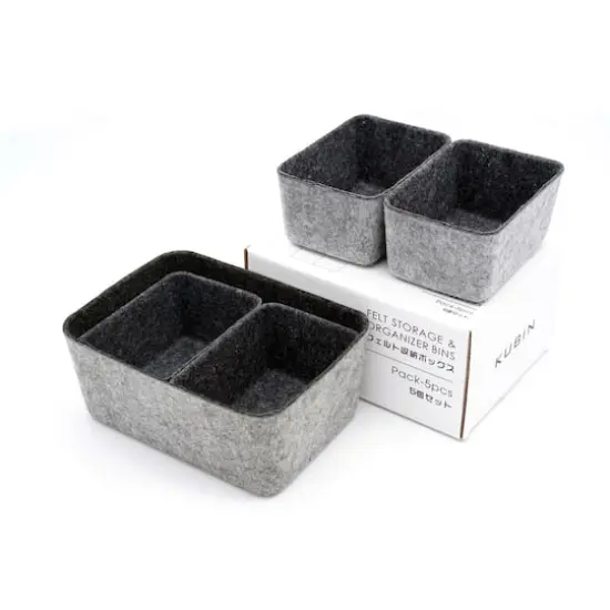 Welaxy Felt 5 Piece Drawer Organizer Bins Charcoal {9}