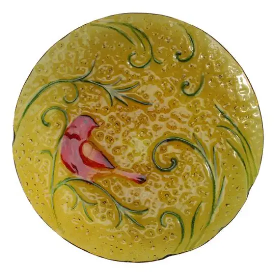 23" Hand Painted Glass Cardinal Spring Garden Bird Bath {4}