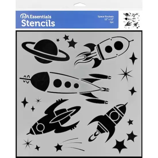 PA Essentials Space Rockets Stencil, 12" x 12" {1}