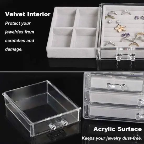 Iron Gray Triple Acrylic Jewelry Box {6}