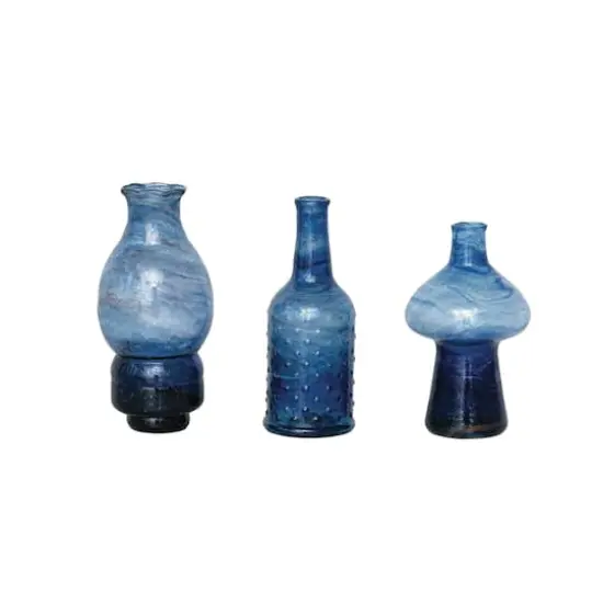 Hello Honey&reg; 6" Blue Blown Glass Vase Set {1}