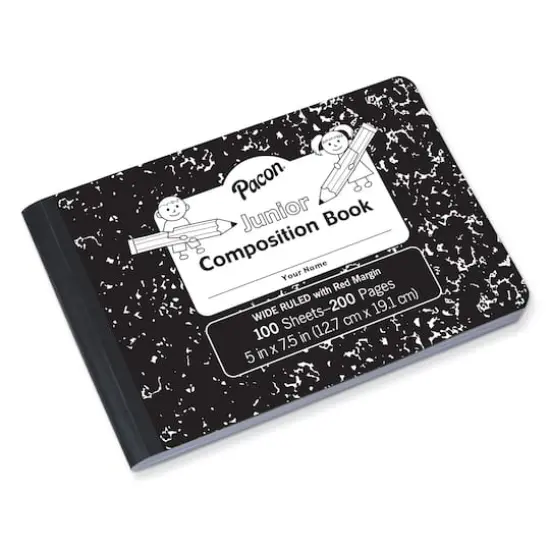 Pacon&reg; 7.5" x 5" Black Marble Ruled Junior Composition Book, 12ct. {3}