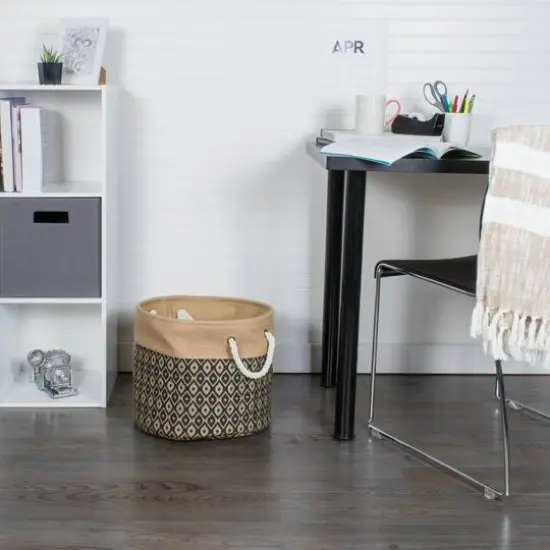 DII&reg; 9" Ikat Round Burlap Bin Black {5}