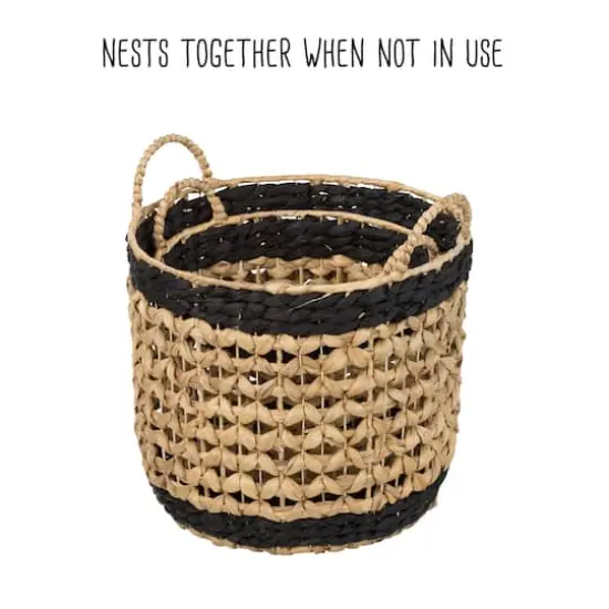 Honey Can Do Black & Brown Round Woven Decorative Nesting Basket Set {6}