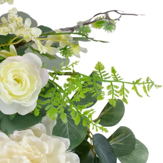 20" Peony, Rose & Mixed Foliage Artificial Spring Wreath {5}