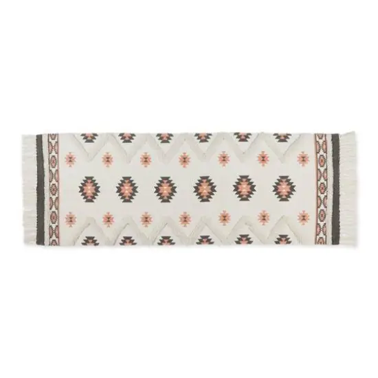 DII® Printed Off-White Hand-Loomed Shag Rug Runner, 2ft. x 3" x 6ft. Gray/Blush {1}