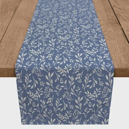 Delicate Floral Cotton Twill Runner Navy {1}
