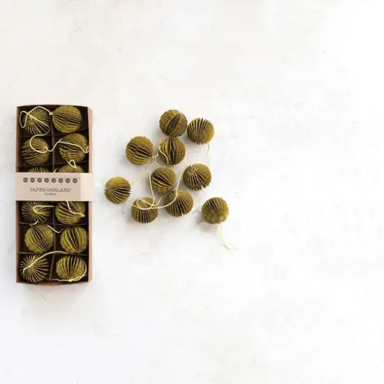 Hello Honey® 6ft. Handmade Recycled Paper Honeycomb Ball with Gold Glitter Garland Green {3}