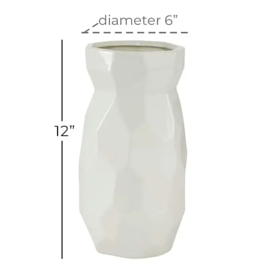 CosmoLiving by Cosmopolitan White Ceramic Modern Vase, 12" x 6" x 6" {7}
