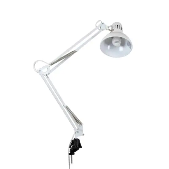 Studio Designs White Metal Swing Arm Clamp Lamp {1}