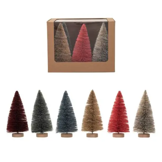 Hello Honey&reg; 6.5" Multicolor Sisal Bottle Brush Tree with Wood Base Set {1}