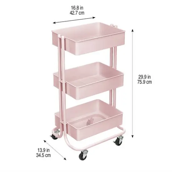 Lexington 3-Tier Rolling Cart by Simply Tidy&reg; Blush {4}