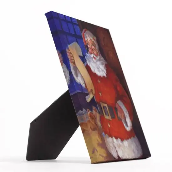 Santa Claus With List 10x8 Tabletop Canvas {3}