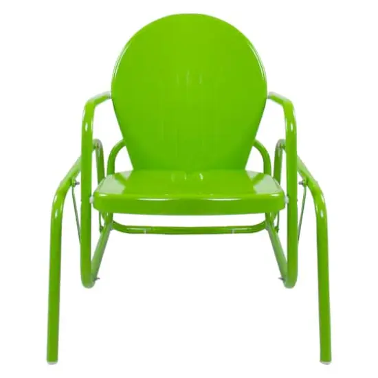 Outdoor Retro Metal Tulip Glider Patio Chair Lime Green {1}