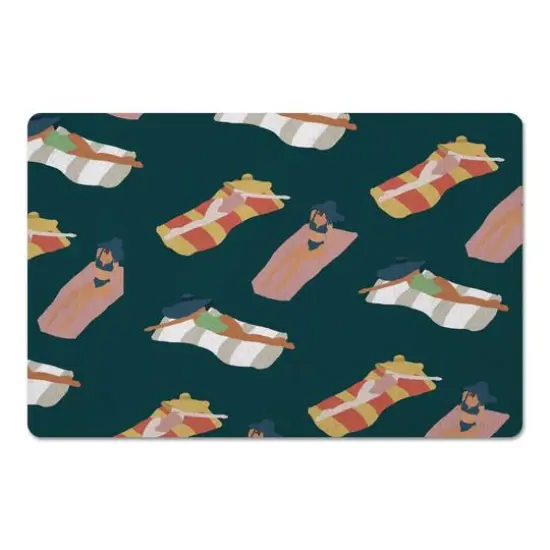 Navy Sun Bathers Pattern Floor Mat {1}