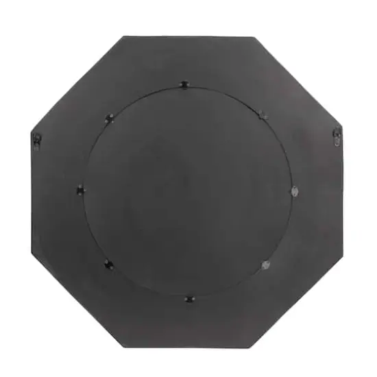 Hello Honey&reg; Black Hexagonal Carved Wood Framed Wall Mirror {6}