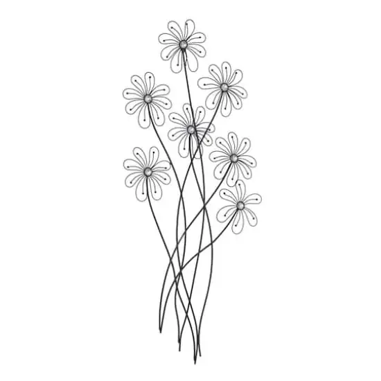 40" Black Modern Floral Metal Wall D&eacute;cor {3}