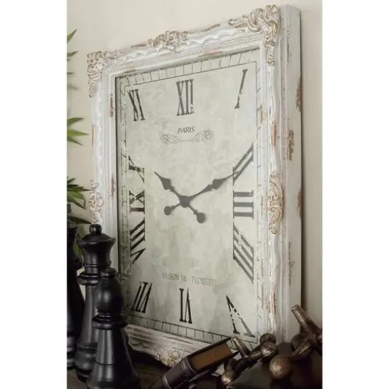 White Vintage Wood Wall Clock, 36" x 27" {9}