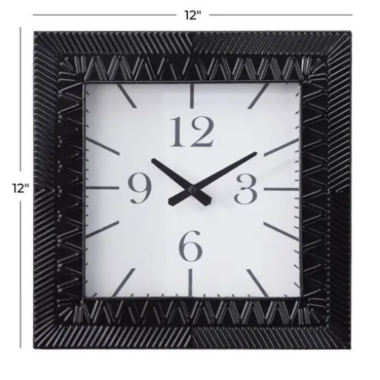 Black Metal Modern Wall Clock, 12" x 3" x 12" {6}