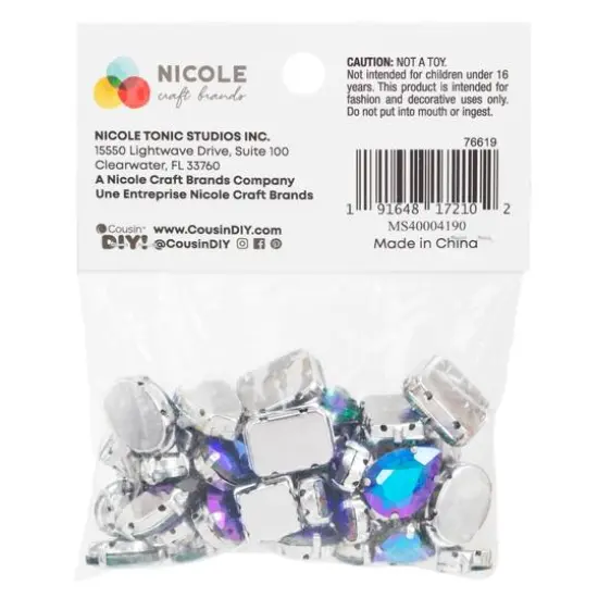 CousinDIY Silver Sapphire AB Glass Sew-On Rhinestones, 38ct. {8}