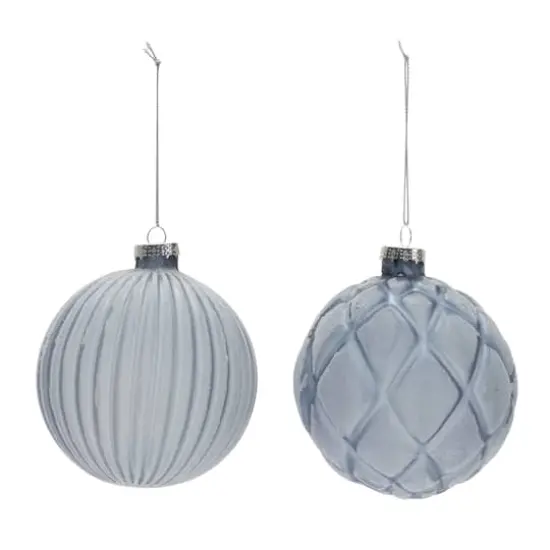 6ct. Frosted Blue Glass Ball Ornaments {1}