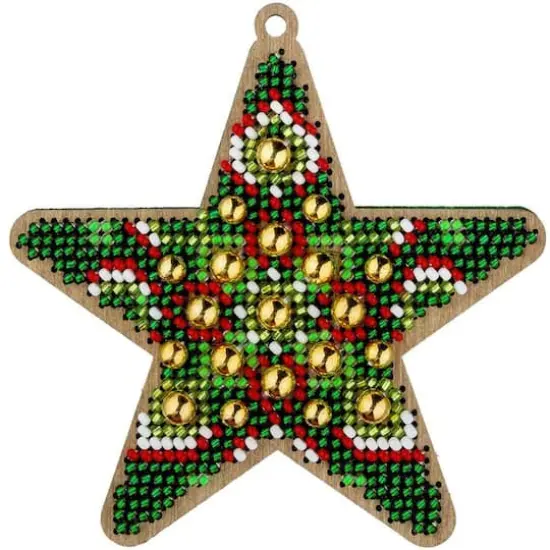 Wonderland Crafts Christmas Star Bead Embroidery on Wood Kit {1}