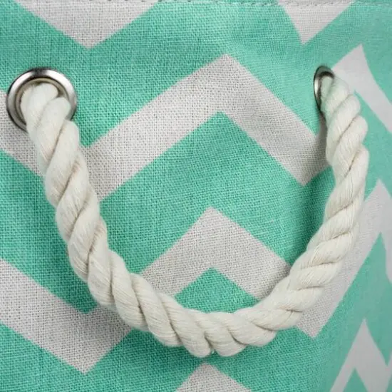 DII&reg; 15" Round Chevron Fabric Bin Aqua {6}