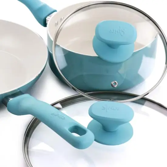 Spice by Tia Mowry Savory Saffron Blue 16 Piece Ceramic Nonstick Cookware Set {8}