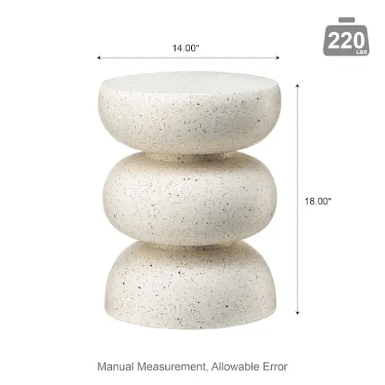 Glitzhome&reg; 18" Multifunctional Faux Terrazzo Garden Stool White {9}