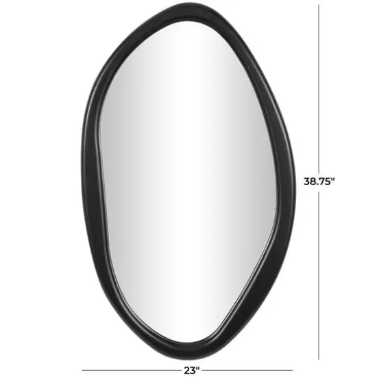39" Black Wooden Abstract Oval Framed Wall Mirror {4}