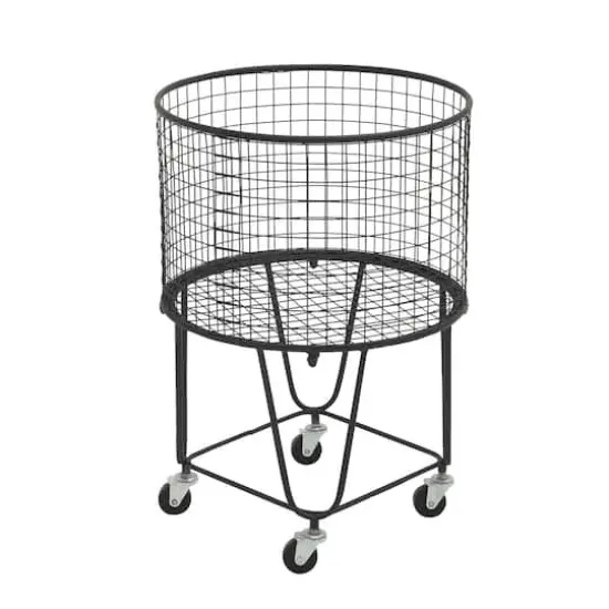 CosmoLiving by Cosmopolitan 24" Black Industrial Metal Storage Cart {1}