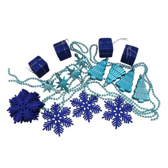 125ct. Peacock Blue Shatterproof 4-Finish Christmas Ornaments {6}