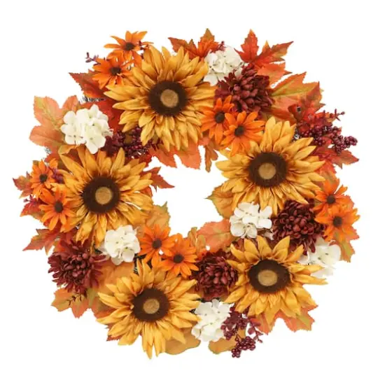 22" Orange Sunflower & Mum Wreath by Ashland&reg; {1}
