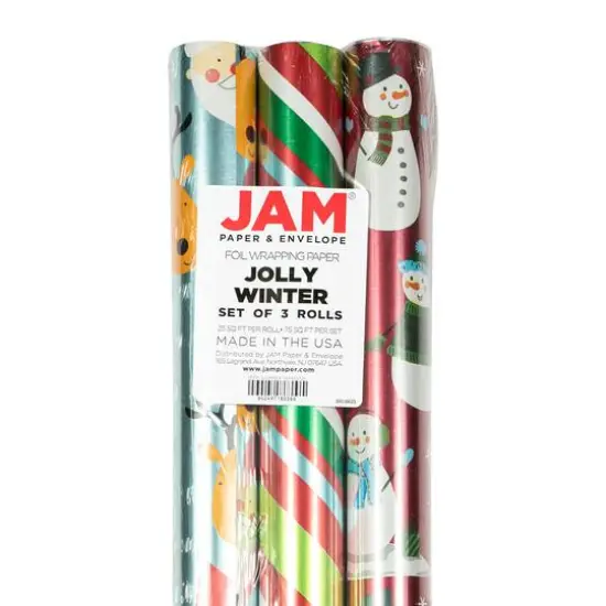 JAM Paper Jolly Winter Christmas Gift Wrap Set, 3ct {6}