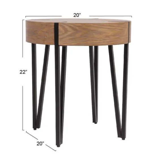 Hello Honey&reg; 22" Astoria Wood End Table with Metal Hairpin Legs {5}