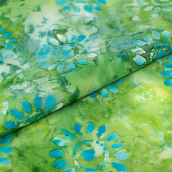SINGER Batik Lime Green Sunflower Cotton Fabric {3}