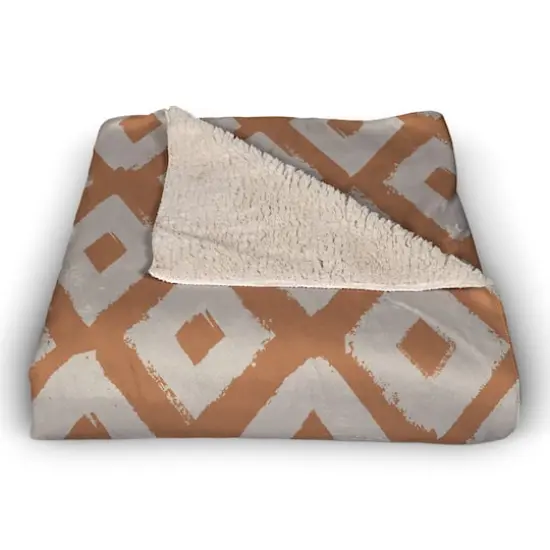 Terracotta Brush Diamonds 50" x 60" Sherpa Fleece Blanket {3}