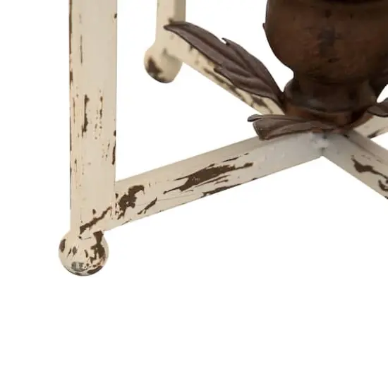 16.5" Modern Farmhouse White & Brown Metal Candle Lantern Set {7}