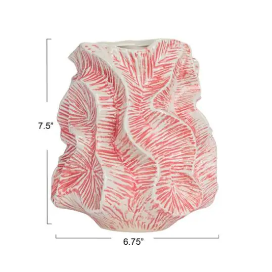 Hello Honey&reg; 7.5" Pink Textured Organic Stoneware Vase with Reactive Glaze {6}