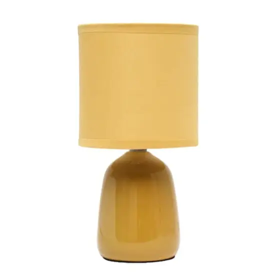 Simple Designs 10" Thimble Base Ceramic Table Lamp Mustard Yellow {1}