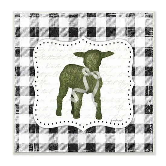 Stupell Industries Seasonal Easter Baby Calf Spring Tartan Pattern Wall Plaque Art {1}