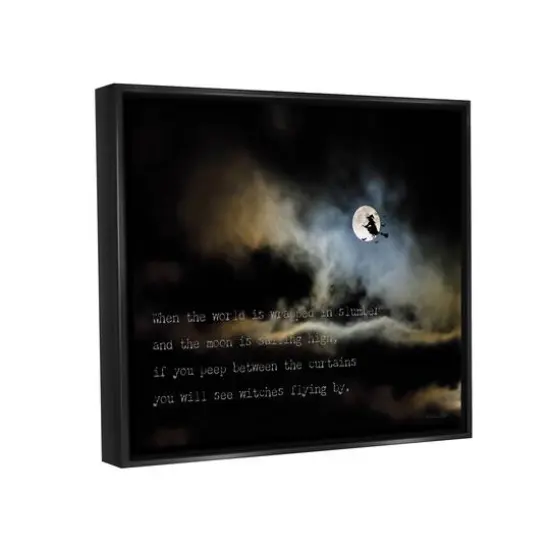 Stupell Industries Witch Flying By Moon Framed Floater Canvas Wall Art Black {4}