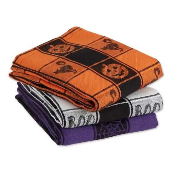 DII&reg; Halloween Woven Check Jacquard Dishtowel Set {3}